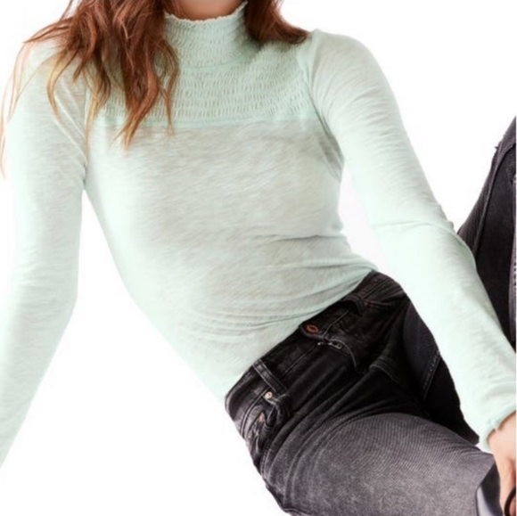 Free People Tops - NWT Free People Caroline Long Sleeve Top in Iced Aqua
